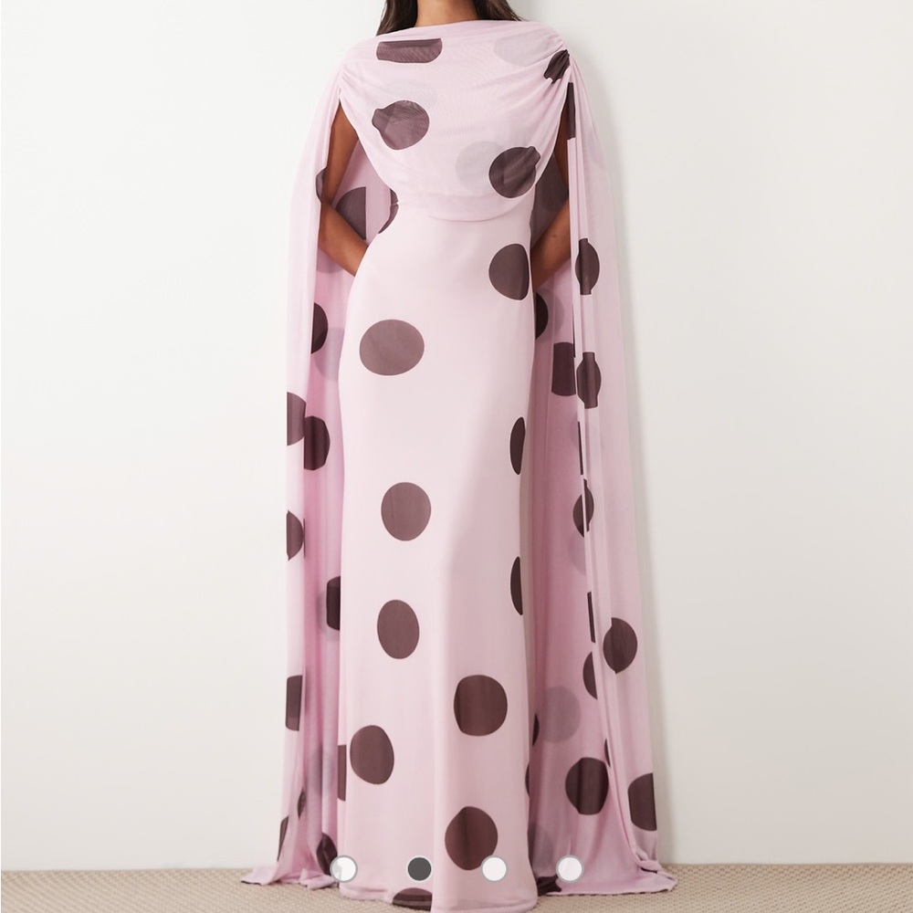 ASOS Elegant Pink Polka Dot Cape Dress